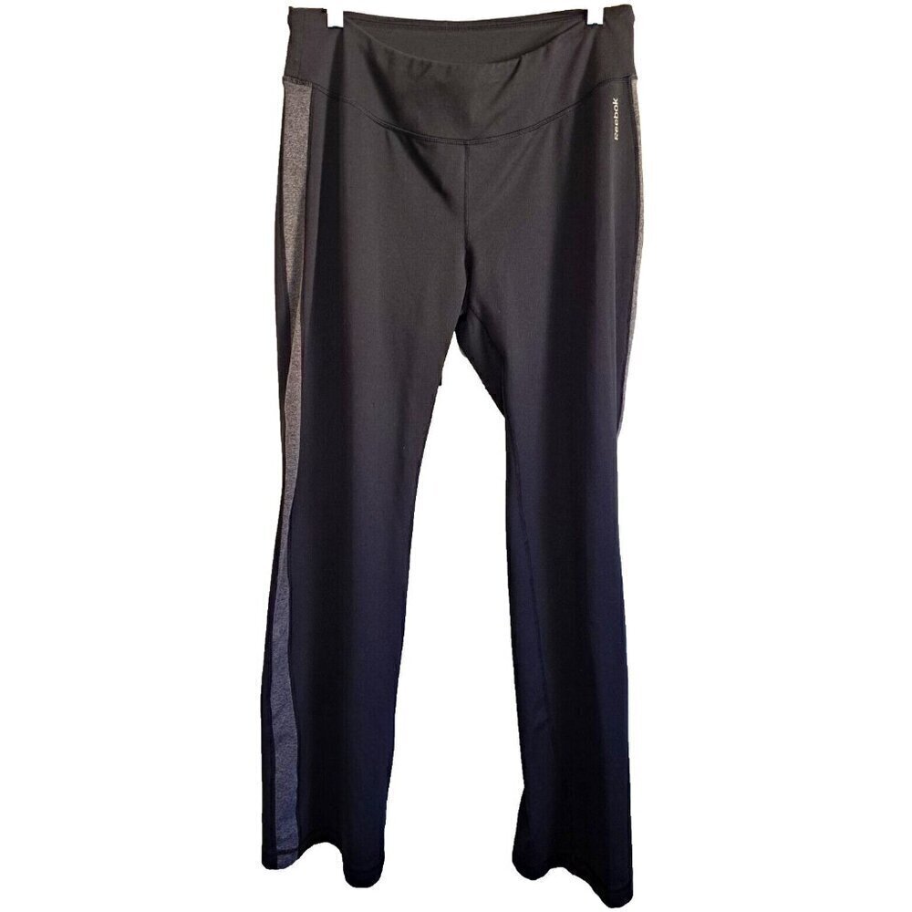 Reebok XL Black Gray Pull-On Polyester Blend Athletic Play Dry Pants 32" Inseam